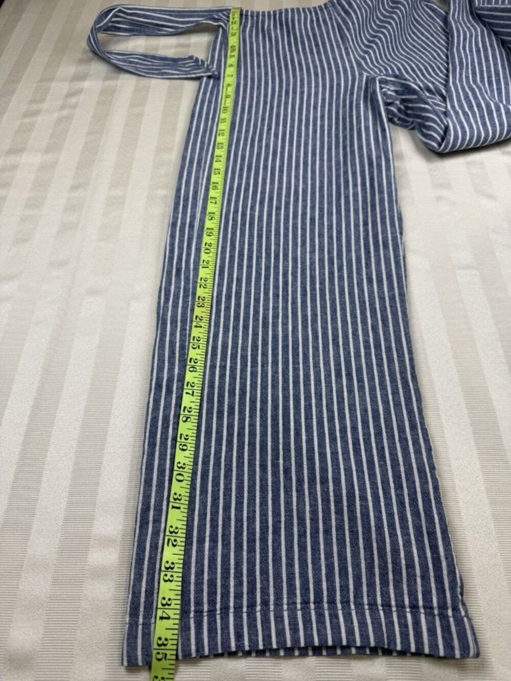 Beach Lunch Lounge Pants Sz Extra Small Linen Blend Striped Blue White Tie Waist - Picture 10 of 14